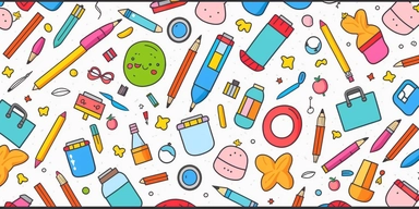 pattern of kindergarten supplies cute clipart background