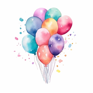 whimsical watercolour clip art against a white background easter themed balloons