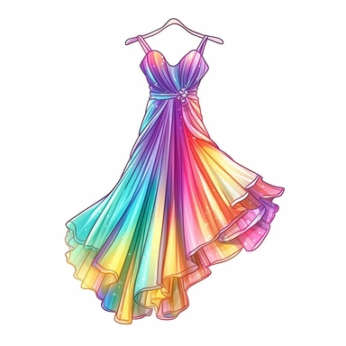 Disco chiffon dress clipart, hand drawn art isolated on white background, sparklecore