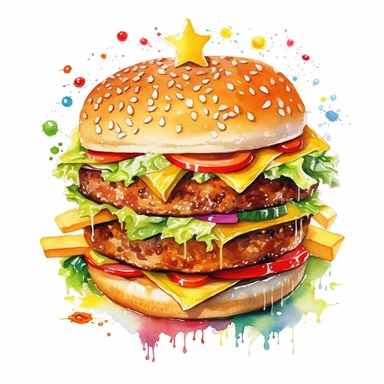 bigmac watercolor design clipart