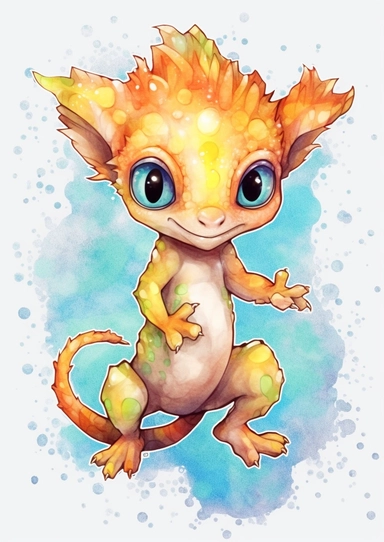 watercolor clipart, a cute baby Crested Gecko, full body, Pastel, luminous, glowy, illustration, simple, pencil drawn, vivid colors, by amy sol and magali villeneuve and susan bourdet and ross tran, intricate, illustration, 8k, png, isolated on white background