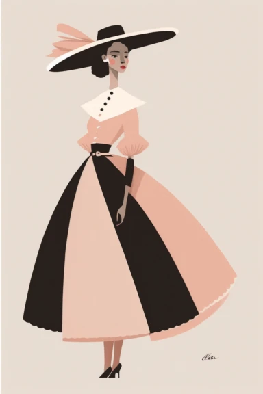 <https://s.mj.run/VafKh_OyowI> Mary Blair style, minimalistic nordic style single clipart, single black traditional mexican fashion model portrait with sombrero, minimalistic pastel pink color palette,