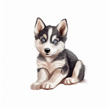 cute husky puppy illustration, clipart image, on a white background
