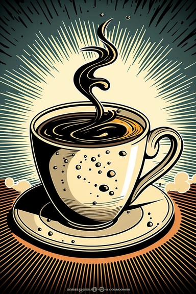 cup of coffee, cartoon, vector, sharp focus, super detailed, illustration, 16:9, v4, q2, 16k, high quality, clipart