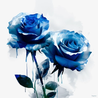 blue flame dipped blue Roses with blue magical effects and blue burning effects, clipart, hyper-realistic painting, airbrush art, richly layered, solid white background, minimalist background, in the style of ethereal illustrations, mende art, kimoicore, romantic emotivity, nouveau réalisme, rich and immersive, soft color, indigo blue and white, light black and grey