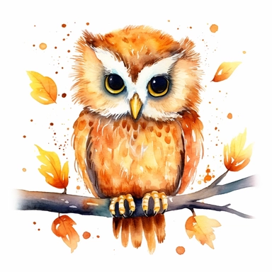 a cute watercolor owl clipart
