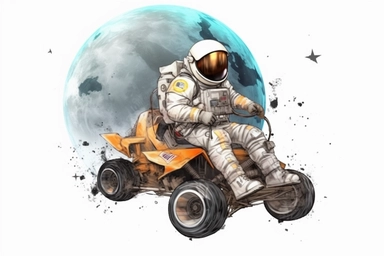 undead astronaut helmet off ride moon car on the moon clipart isolated on white desktop background