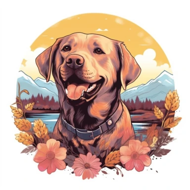 unique qualities of Labrador Retrievers, capturing their playful and friendly nature through illustrations, vector, clipart for a t-shirt