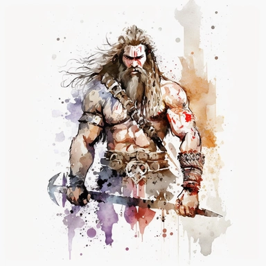 barbarian fantasy clipart watercolor white background no caption