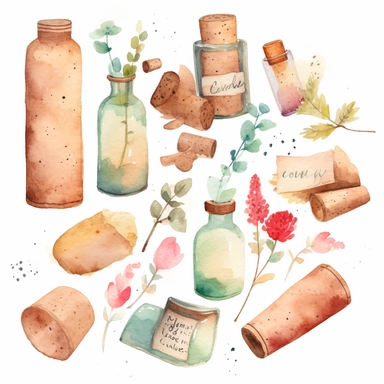 handmade aquarell clipart cork