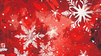 christmas snowflakes christmas backgrounds and clipart, in the style of uhd image, pseudo-infrared, red, pseudo-realistic, toyism, digitally enhanced, minimalist backgrounds