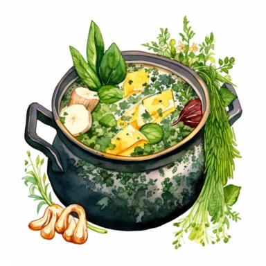 a comforting bowl of miso soup clipart with ingredients like tofu, seaweed, and green onions, white background vibrant watercolour, hight detail, 32K, HD