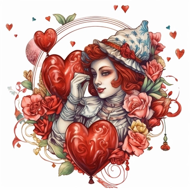 SAINT VALENTINE'S DAY clipart , original hand drawing, style of the artwork, mood of the aartwork, white background, 8K quality, ultra detailed , clipart, white background, High Quality, ultra detailed