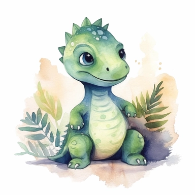 cute watercolor hard drawn minimal 2d dinosaur clipart illustration 8K