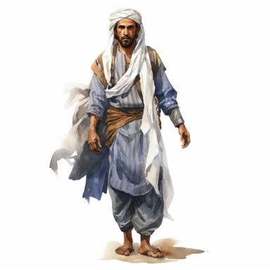 a male in touareg clothes watercolor white background clipart