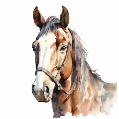 American Paint Horse head,watercolor painting by ANDREW WYETH, clipart, white background
