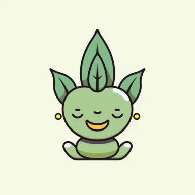 a minimalist clipart suitable for printing on yoga bibs for kids. The clipart should be simple and playful, with clean lines and a maximum of 2 colors. It should depict a fun plant cartoon character practicing yoga.