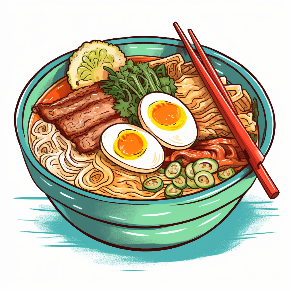 Visualize a hand-drawn, colorful clipart of a steaming hot bowl of ...