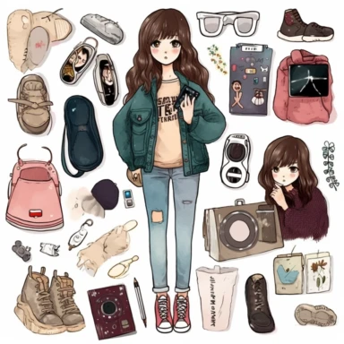 Digital stickers, clipart, lifestyle, Korea fashion, daily, non-overlapping