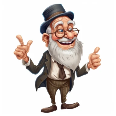 Happy Funny Old Man Clipart, white background