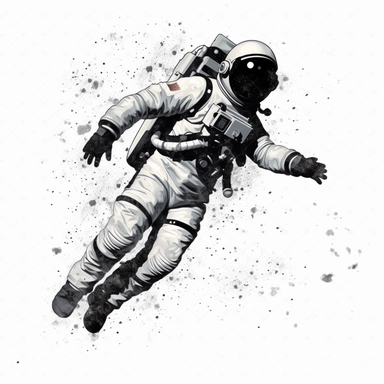 Astronaut floating in space galaxy silhouette vector flat simple identification symbol white backround white background minimalistic clipart png svg