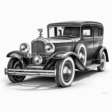1920's automobile, clipart, white background
