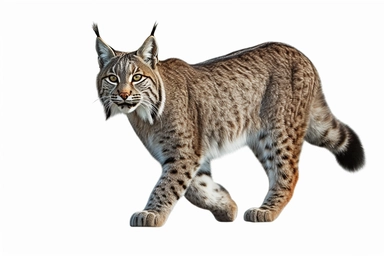 Bobcat animal, realistic, clipart, 16k, isolated on white background, spaced out ,