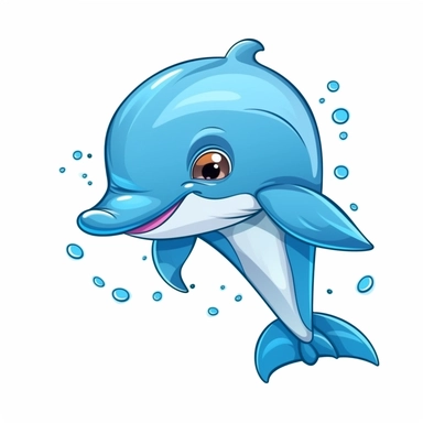 adorable simple dolphin clipart, white background