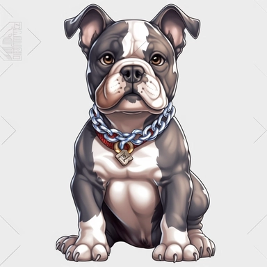 AMERICAN BULLY CLIPART, CARTOON, VECTOR, STRONG DOG, MUSCLE, AMERICAN BULLY MINI, EXOTIC BULLY, color dog chocolate and white ASPHALT, ULTRA RESOLUTION , 4k, high resolution, 3d