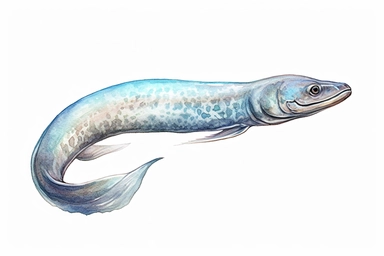 Watercolor, American Eel Fish, clipart, hd, on a white background, spaced out