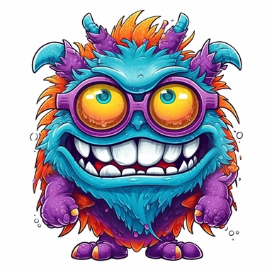 cartoon nerdy monster, vector sticker art, t-shirt design, high quality 8k, sharp lines, highly detailed, Sublimation Clipart ,Cartoon,hyper realistic, intricate detail, illustration style,high solution,on the white background