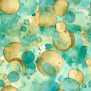 aqua clipart, Watercolor paper, pale colors, gold striated, summer water bubbles, romantic , pre-raphaelite, abstract