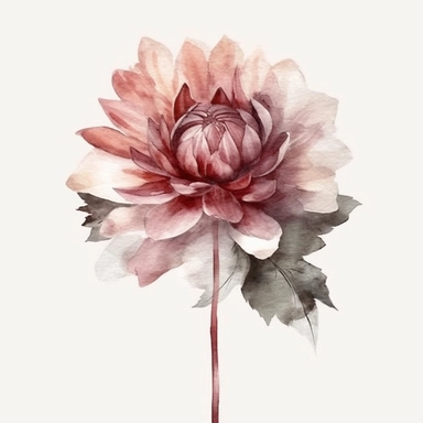 Single Flower, white background, minimal, Dusty pink Flower - Watercolor Floral - Flower Clipart - Dusty pink - red, white - Wedding Clipart
