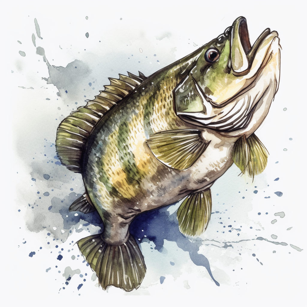 Bass Fishing Watercolor Sublimation Graphic by JaneCreative