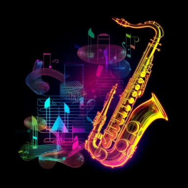 jazz instruments colorful sound waves laser outline clipart