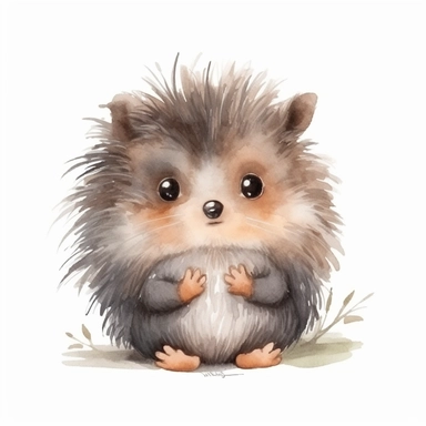 cute baby porcupine,children's storybook illustration,clipart,watercolor,isolated,white background,8k