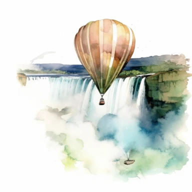 Niagara Falls childhood memory, water color style, clipart, white background