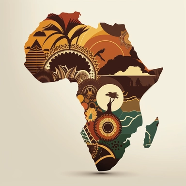 Africa continent tribal art map concept, vector art, vector clipart