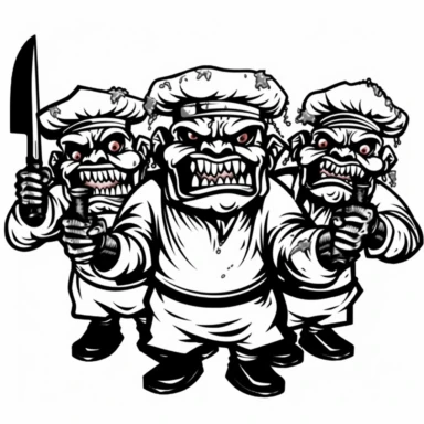 a set of black line clipart inspired by zombie wars and eat the rich and income inequality and class warfare and evil muppets and retro rubber hose style animation