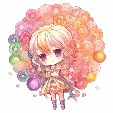 Lollipop, Rainbow, Fluffy, Delight, Sparkly, Chibi, Glitter, Monochromatic, Lavender, Bubblegum, Peach, Coral clipart, hd, on a white background, centered