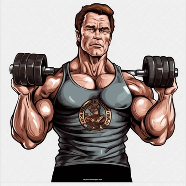 arnold schwarzenegger holding dumbbells clipart