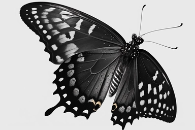 Butterfly half side, black clipart, hd, on white background