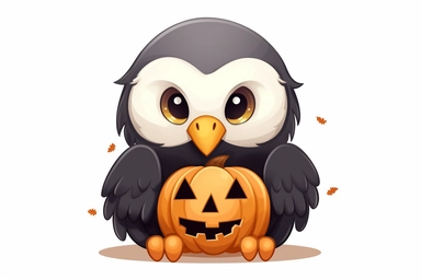 Cute Bald eagle in halloween Day clipart, cartoon, white background,