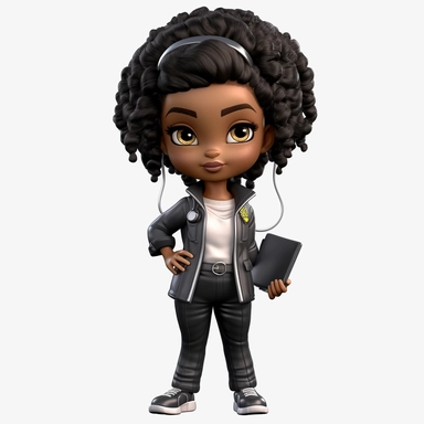 a black chibi girl incarnate in a 3d doctor costume PNG, Black hip hop girl png, Afro fashion girl black clipart, Dreadlock black girl png, magic black girl