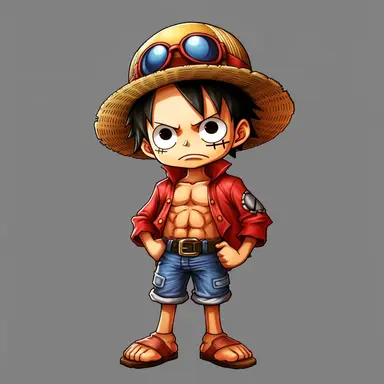 destroyed clipart of One Piece Monkey D.Luffy with black backround