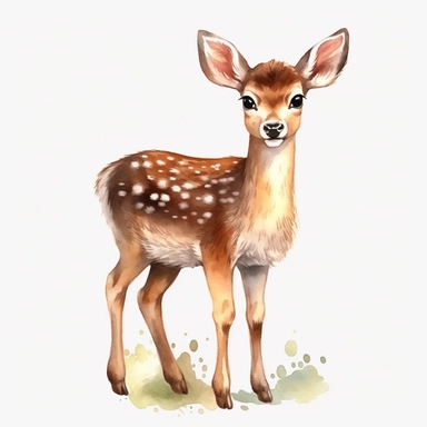 Watercolour cute realistic deer, woodland animal, ultra detailed ultra photoreal intricate detailed beautiful magnificent deer with perfect beautiful realistic eyes and intricate facial features four perfect legs and paws realistic detailed, png image, high definition, 300dpi, graphic clipart, computer graphics