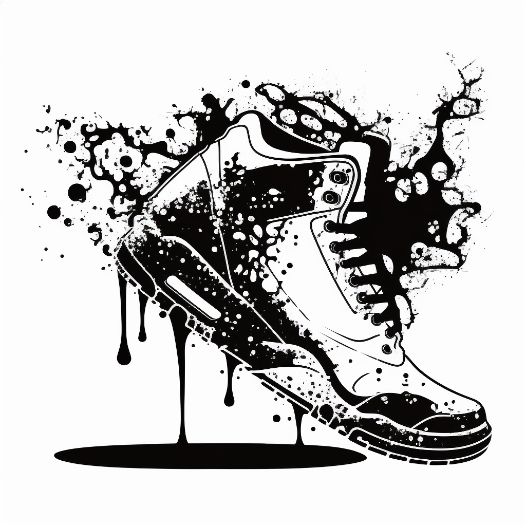 Coloring Page of a Nike Air Jordan 3, Dripping style, clipart black and ...