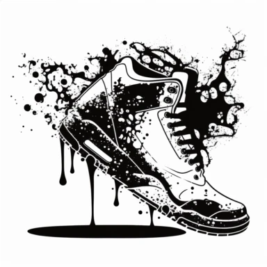 Coloring Page of a Nike Air Jordan 3, Dripping style, clipart black and white, simple outline