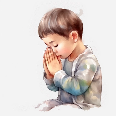 Watercolor Prayer Prayer Hand png Full body realistic cartoon 32k UHD cute. 15 cm thick outline. Black color. There was no shadow on the ground. with realistic watercolors and detailed illustrations. Cartoon, PNG clipart, transparent white background