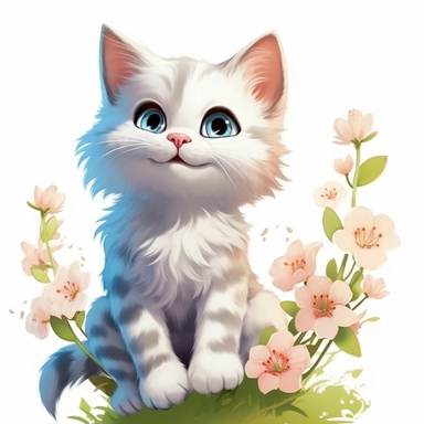 clipart, cute cat, classic disney, spring, no text
